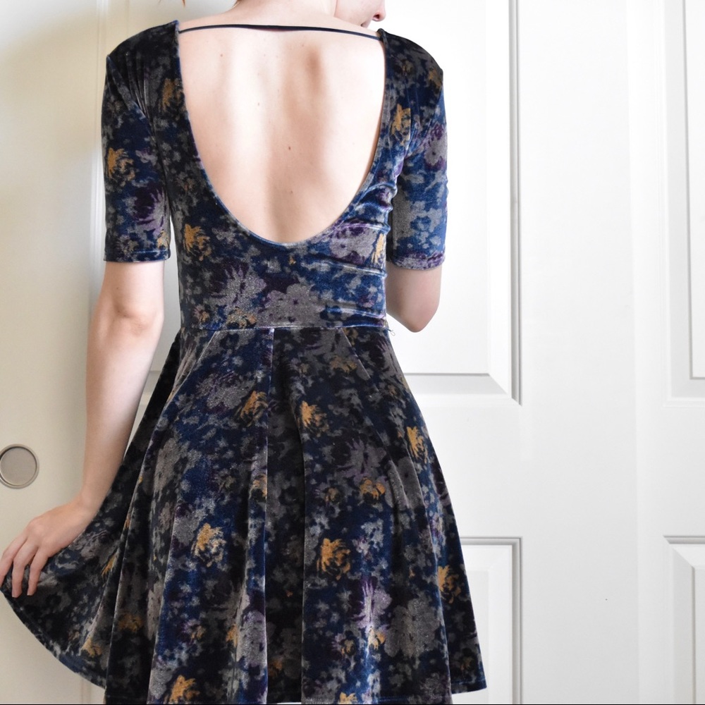 Urban Outfitters Velvet Open Back Skater Dress